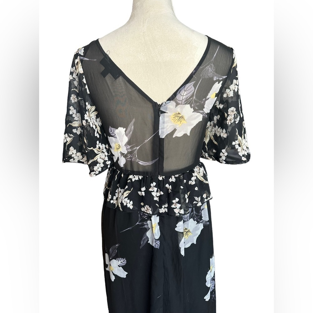 A. Calin flying tomato black floral ruffle lace up maxi dress - Picture 9 of 10